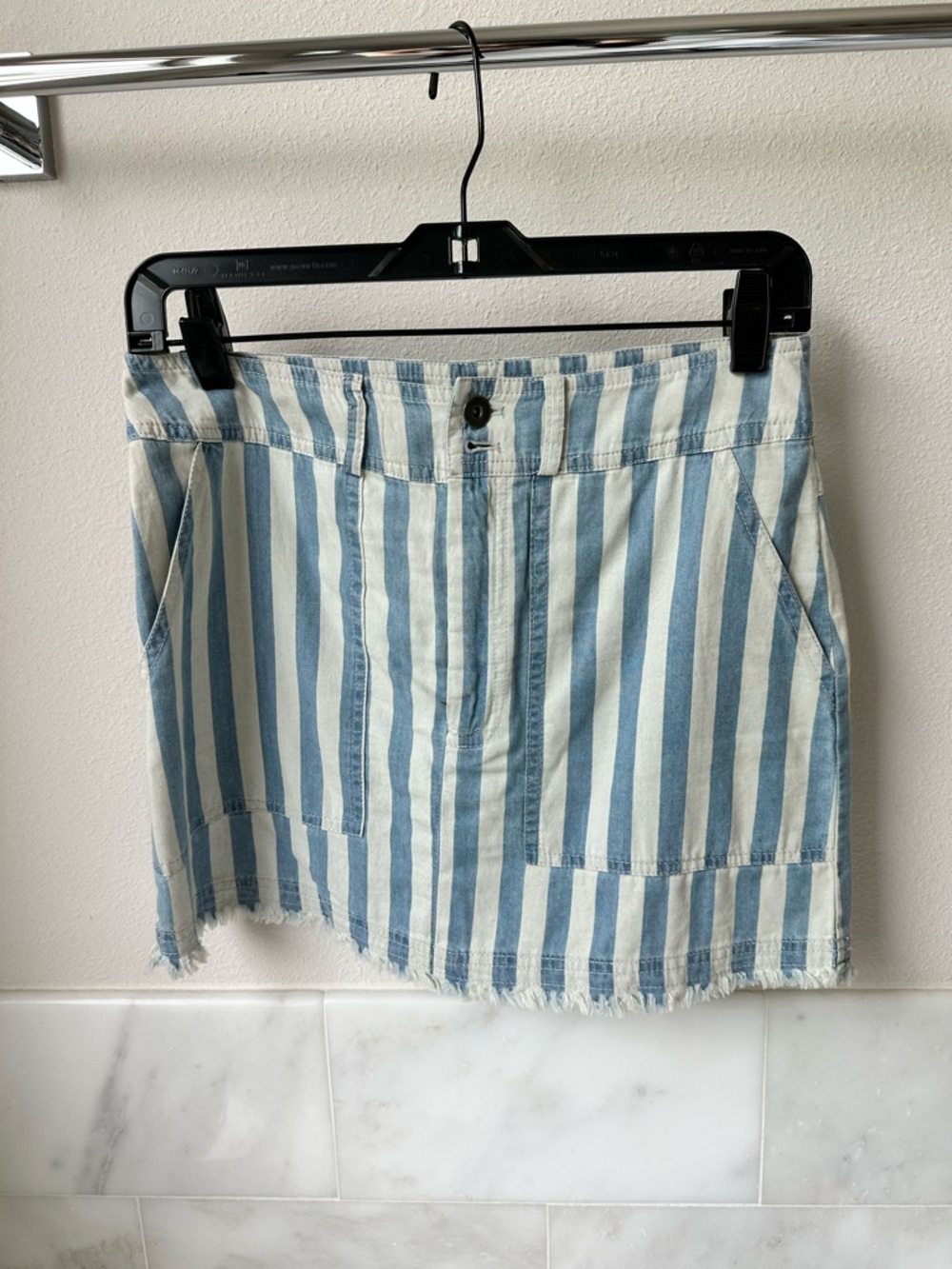 BB Dakota Blue and White Striped Mini Skirt